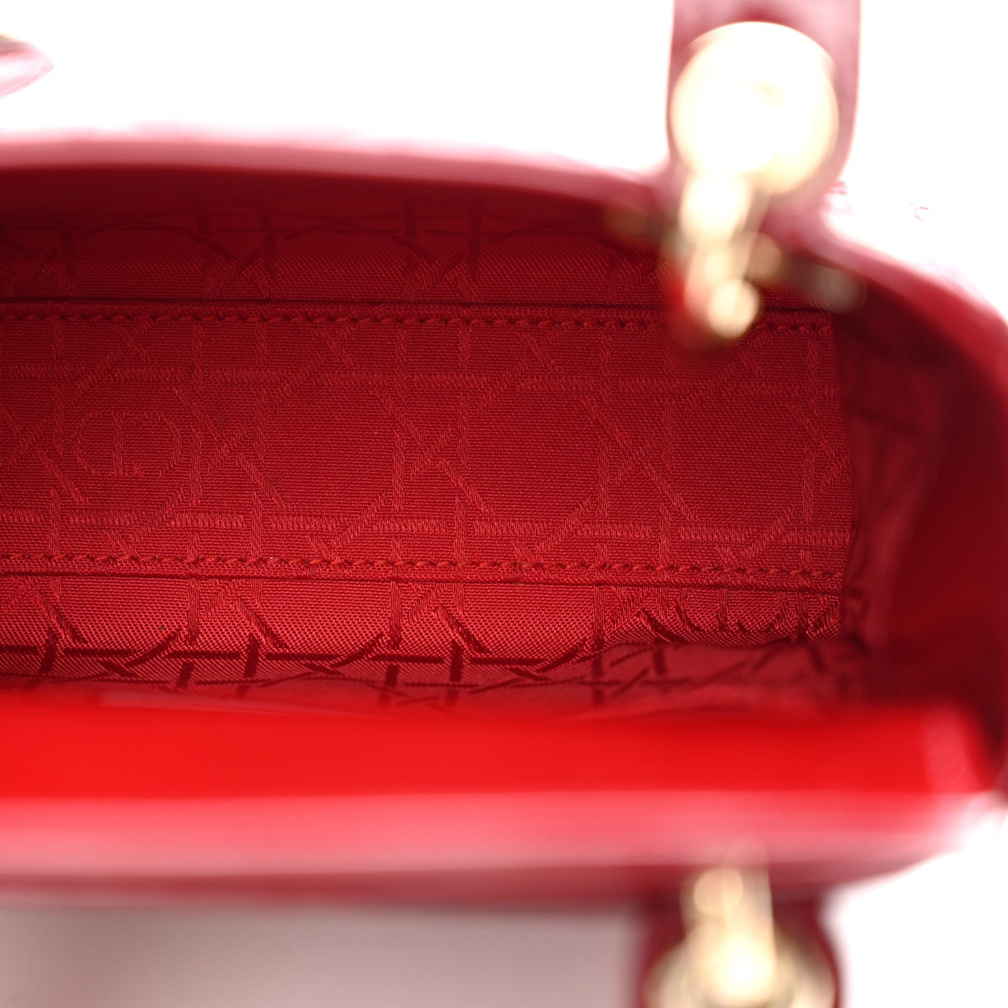Patent Cannage Mini Lady Dior Red