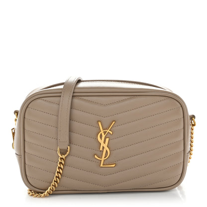Saint Laurent Calfskin Matelasse Monogram Mini Lou Camera Bag Dark Beige 1 of 10