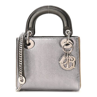 Christian Dior Metallic Karung Mini Lady Dior Silver Bronze 1 of 9