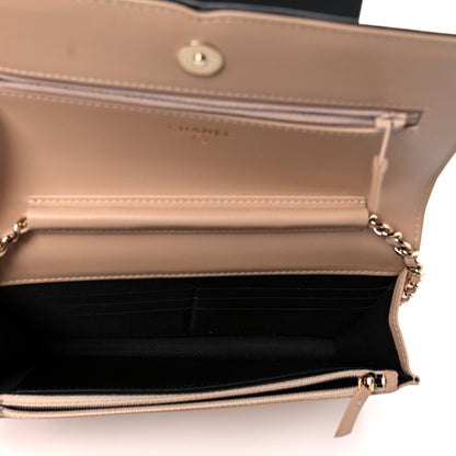 Chanel Caviar Quilted CC Filigree Wallet On Chain WOC Beige Black 5 of 12