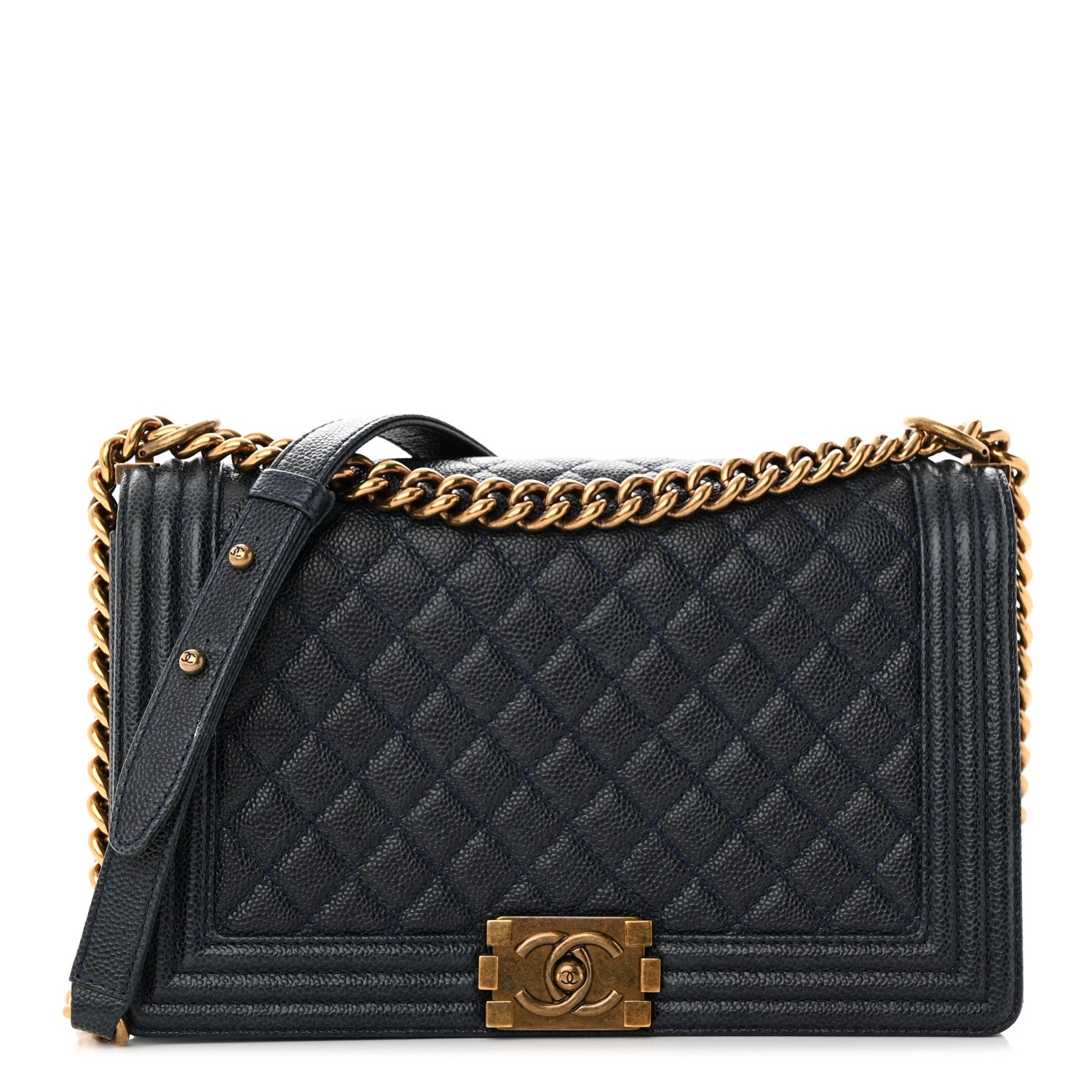 Chanel Caviar Quilted New Medium Boy Flap Navy 1 of 11