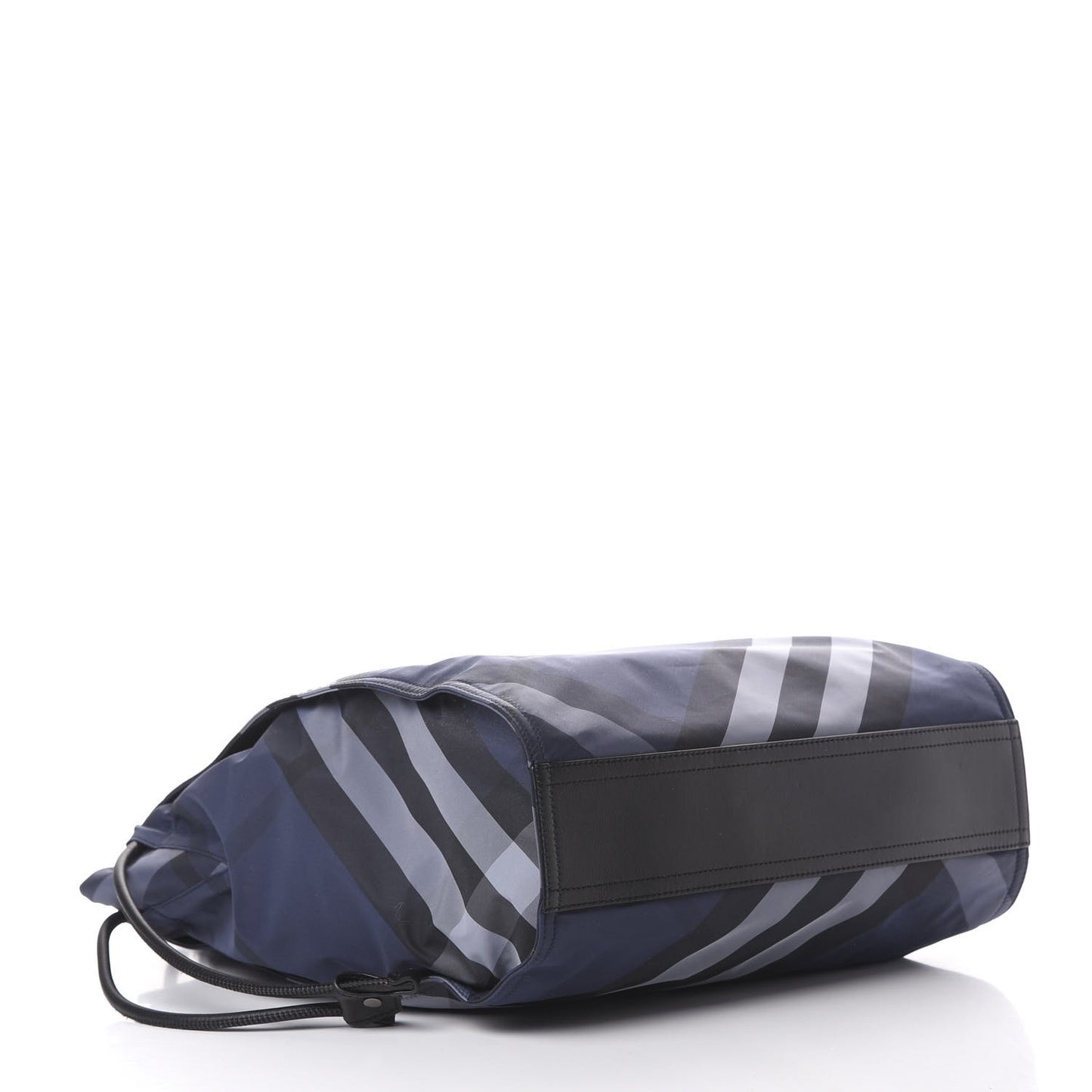 Nylon Check Small Buckleigh Packable Tote Navy Blue