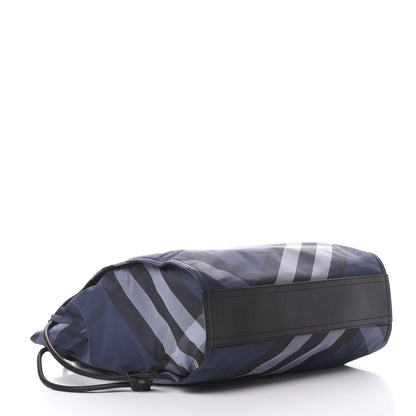 Burberry Nylon Check Small Buckleigh Packable Tote Navy Blue 3 of 12