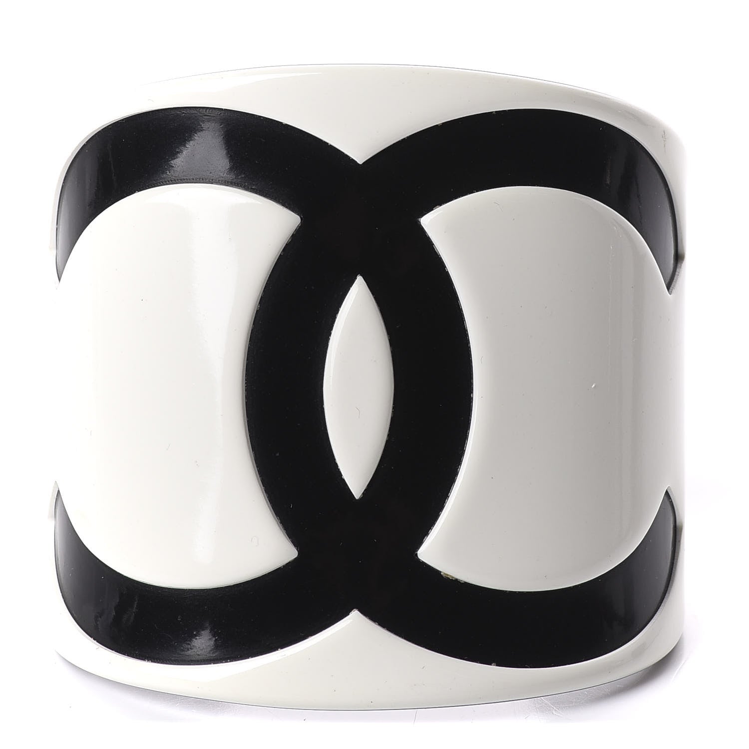 Chanel Resin CC Cuff White Black 1 of 3
