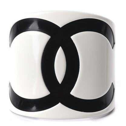 Chanel Resin CC Cuff White Black 1 of 3