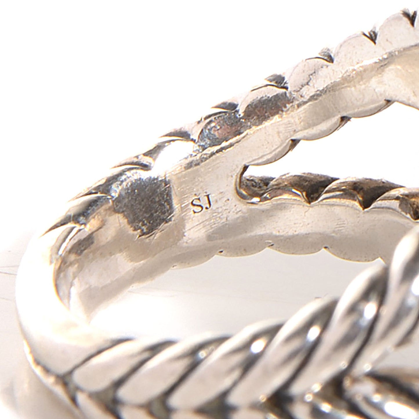 Sterling Silver Diamond Cable Coil Ring 8