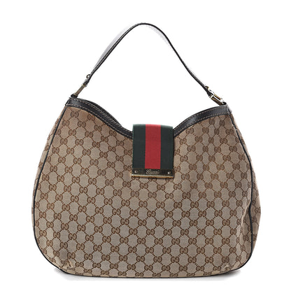 Gucci Monogram Large New Ladies Web Hobo Dark Brown 1 of 8