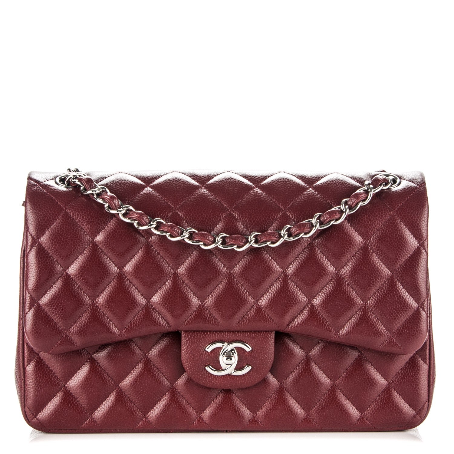 Chanel Caviar Quilted Jumbo Double Flap Dark Red 1 of 8