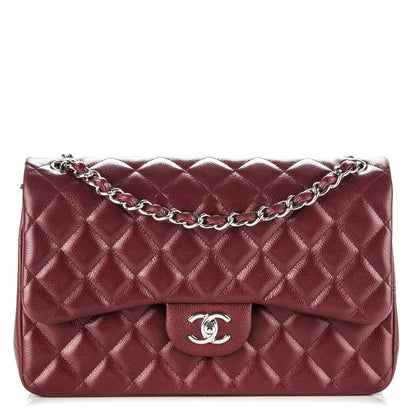 Chanel Caviar Quilted Jumbo Double Flap Dark Red 1 of 8