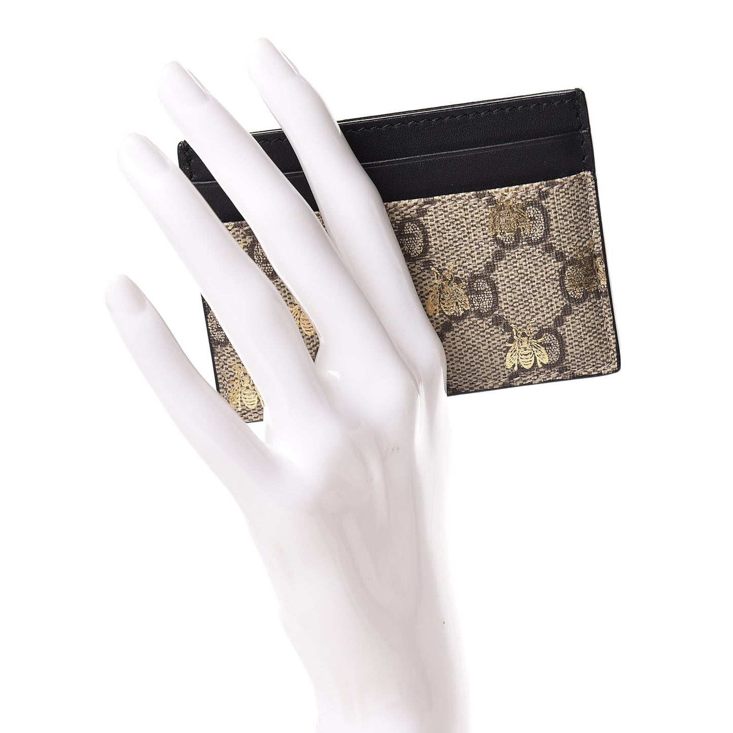 GG Supreme Monogram Bees Card Holder Black