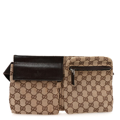 Gucci GG Monogram Double Pocket Belt Bag Dark Brown 1 of 10