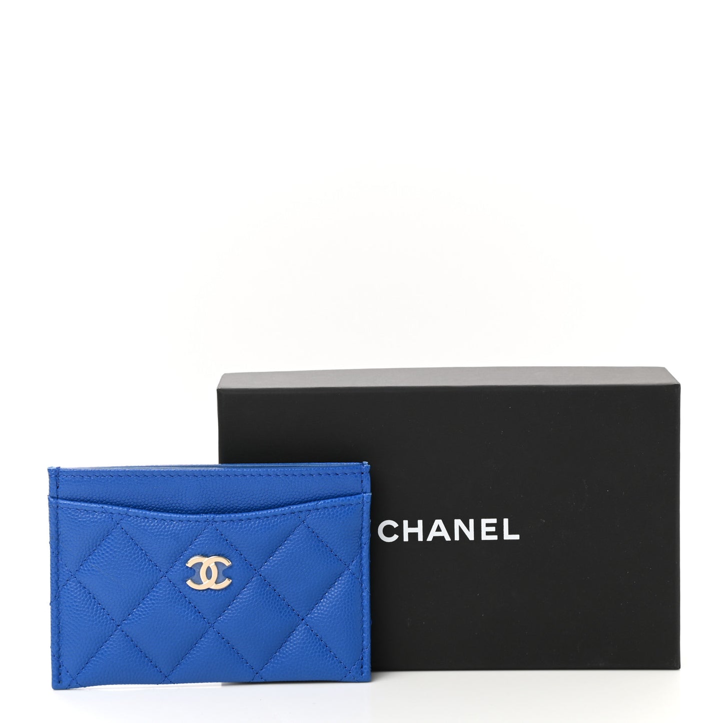 Caviar Quilted Card Holder Blue
