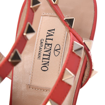 Valentino Garavani Pebbled Calfskin Rockstud Ankle Strap 65mm Pumps 38.5 Deep Coral 9 of 10