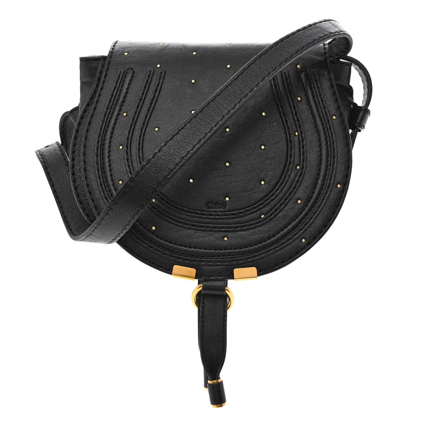 Chloe Calfskin Studded Mini Marcie Crossbody Bag Black 1 of 11
