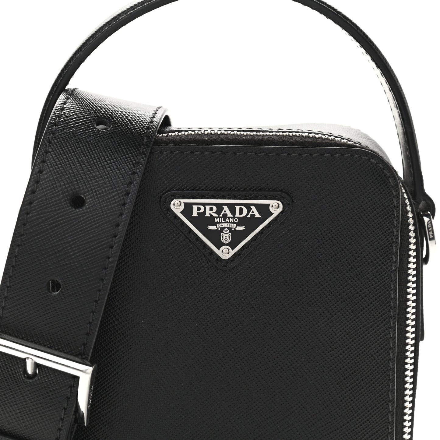 Saffiano Travel Brique Crossbody Messenger Bag Black