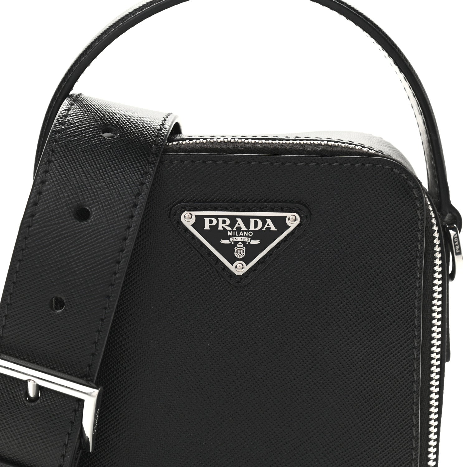 Prada Saffiano Travel Brique Crossbody Messenger Bag Black 14 of 14