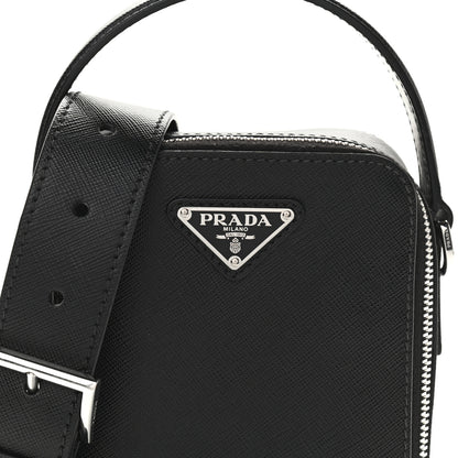 Prada Saffiano Travel Brique Crossbody Messenger Bag Black 14 of 14