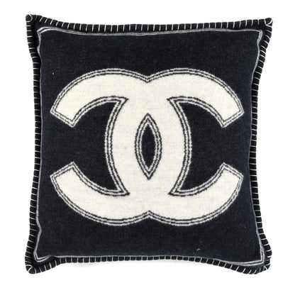 Chanel Merino Wool Cashmere CC Pillow Black White 1 of 3