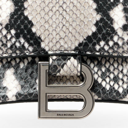 Balenciaga Calfskin Snake Effect Small Hourglass Top Handle Bag Black White 8 of 10
