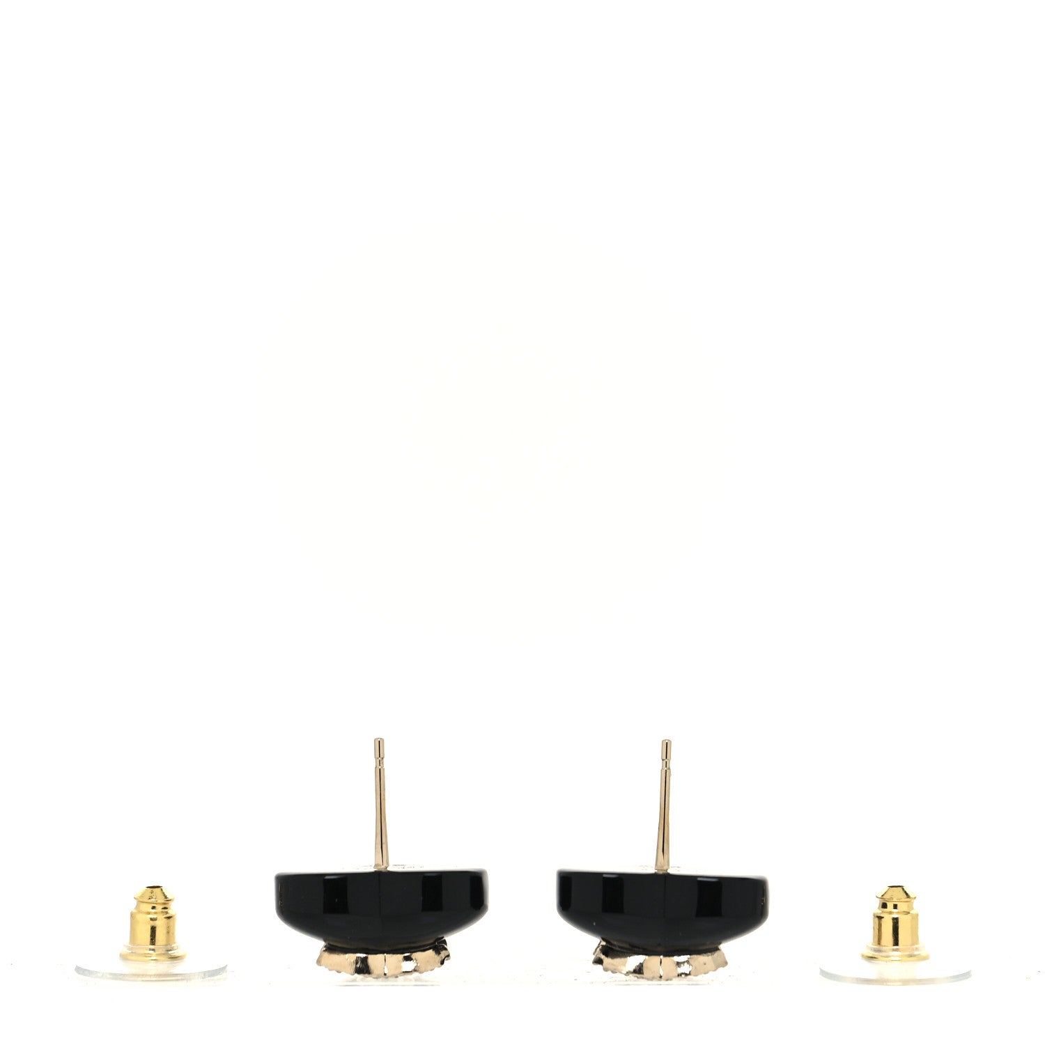 Chanel Resin Crystal CC Heart Earrings Black Gold 3 of 4