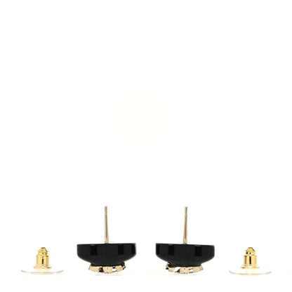 Chanel Resin Crystal CC Heart Earrings Black Gold 3 of 4