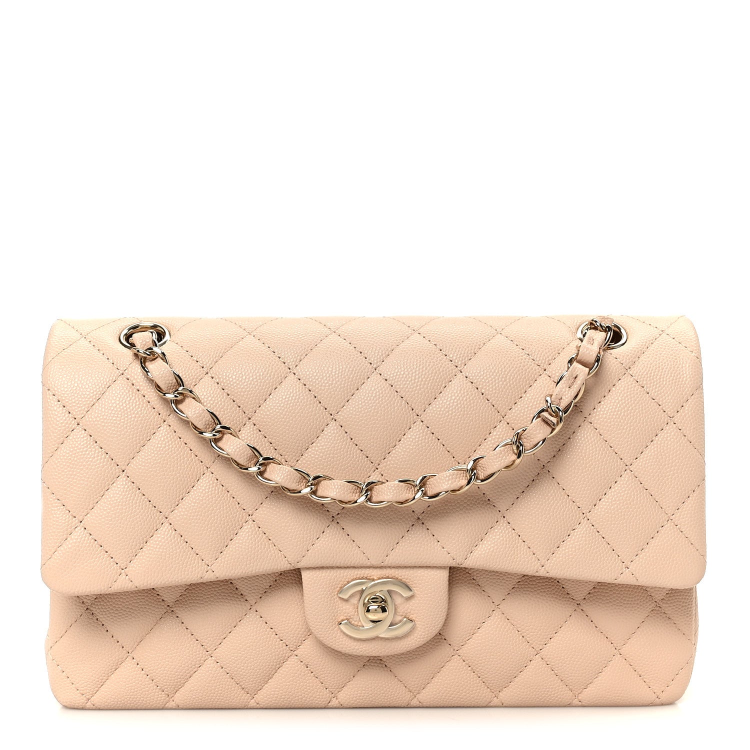 Chanel Caviar Quilted Medium Double Flap Light Beige 1 of 10