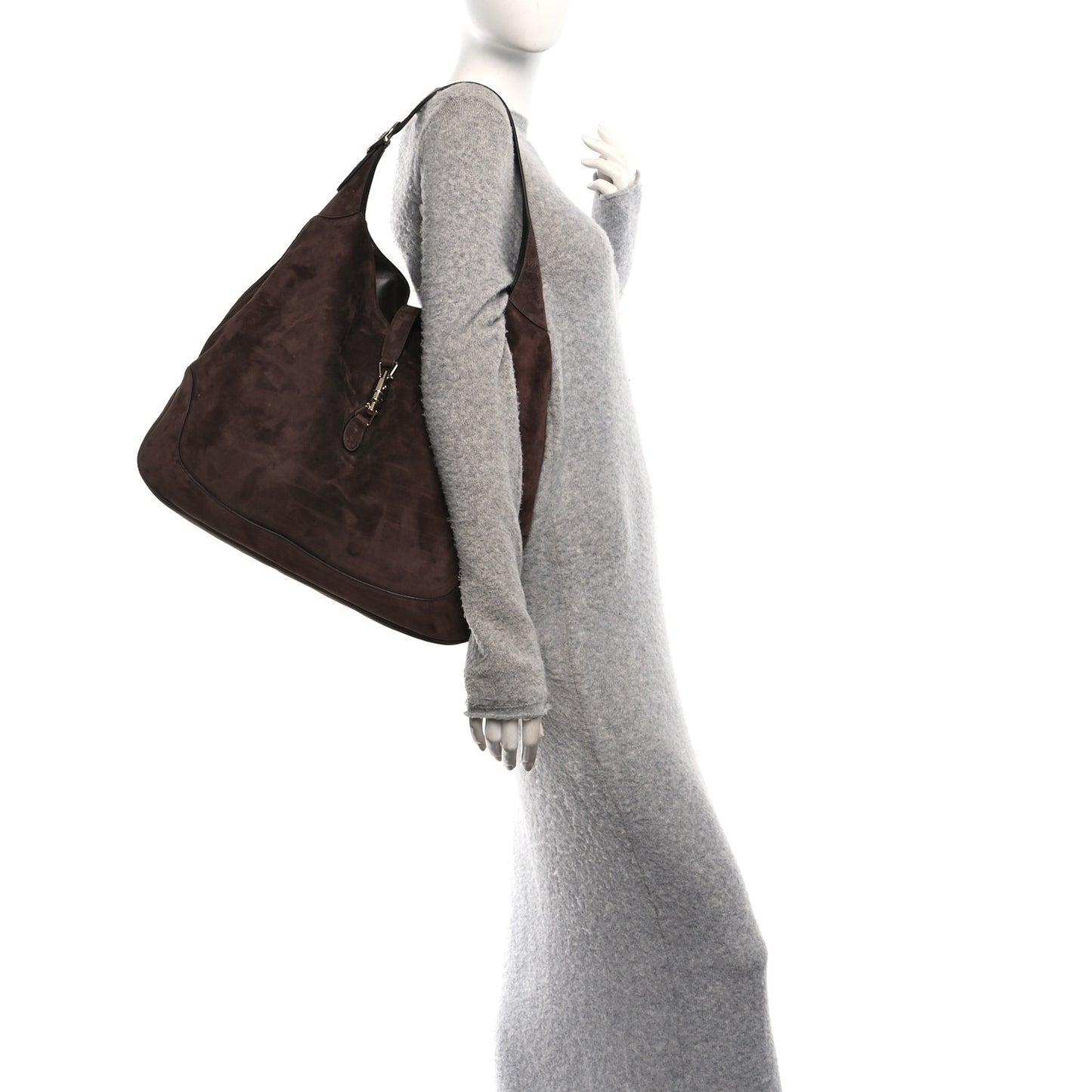 Suede Jackie 1961 Giorno Shoulder Bag Dark Brown