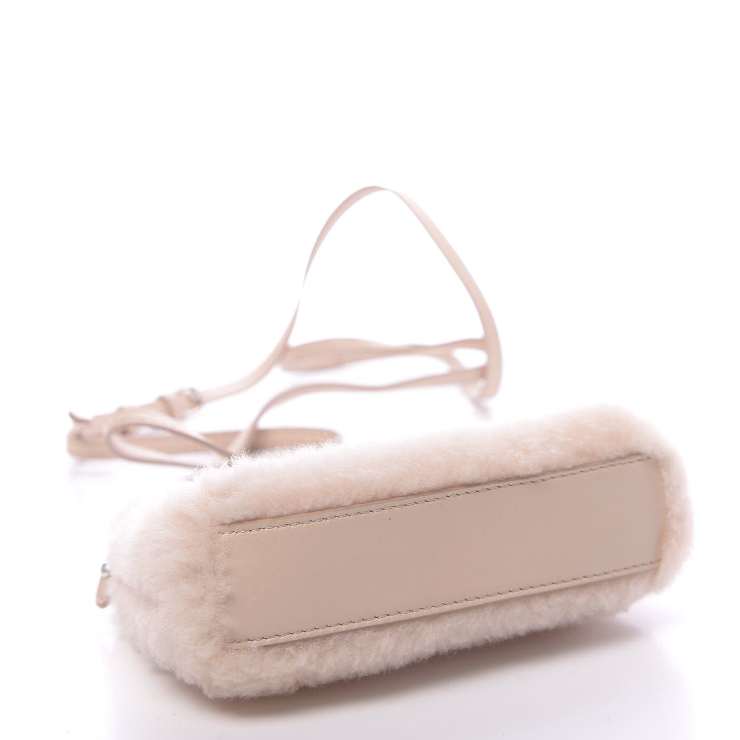 Fendi Shearling Shiny Nappa Micro Peekaboo Iconic Satchel Light Rose 4 of 11