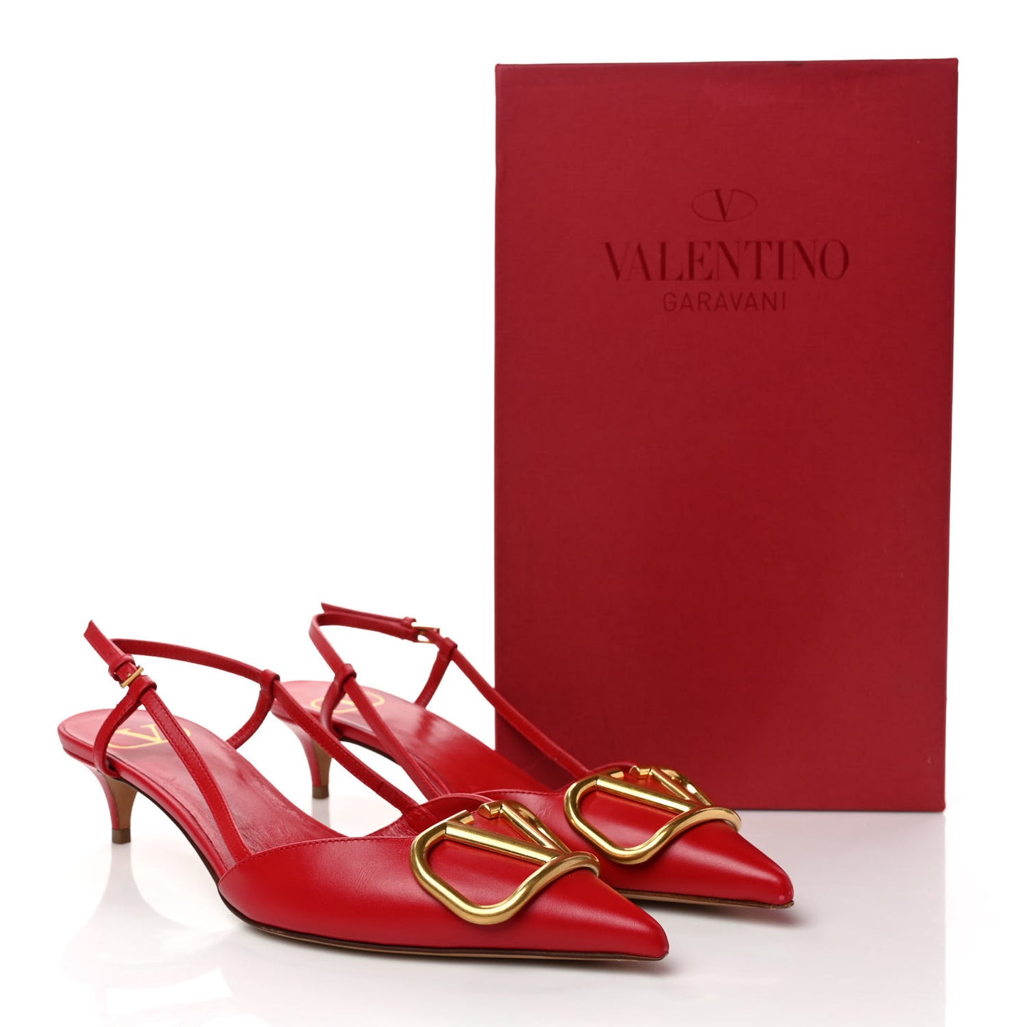 Calfskin Vlogo Slingback 40mm Pumps 36.5 Rouge Pur
