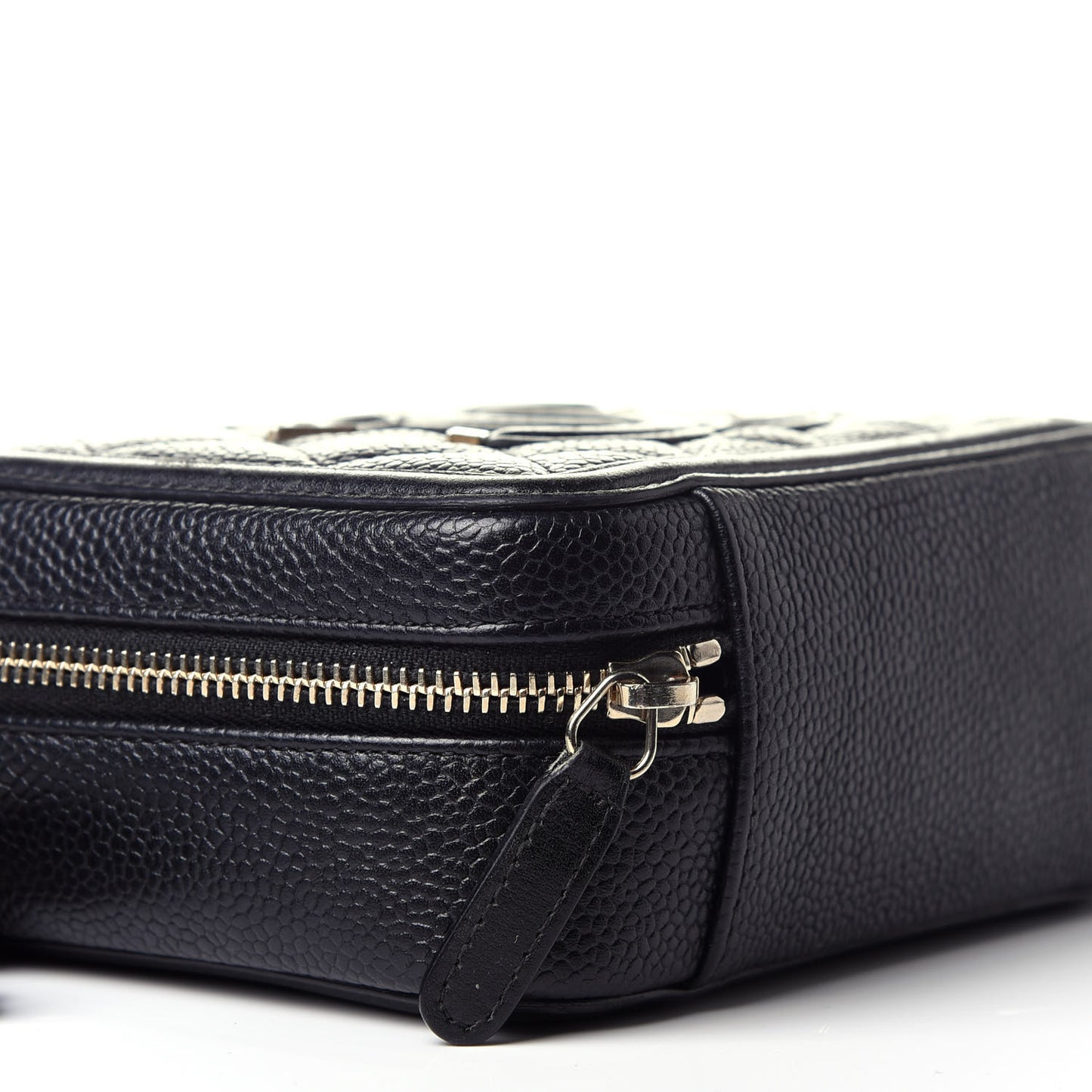 Caviar Quilted CC Filigree Vanity Clutch With Chain Black