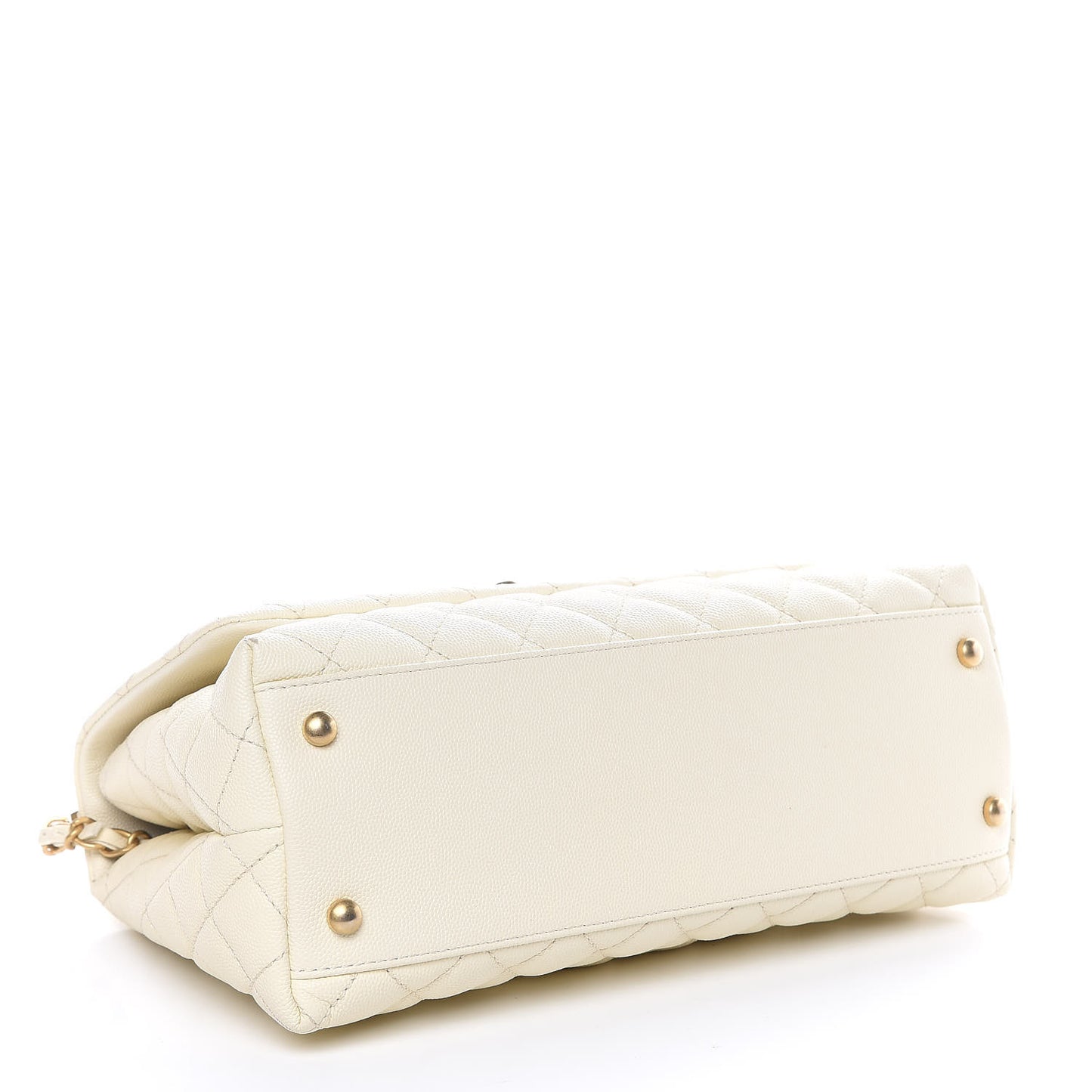 Caviar Elaphe Quilted Small Coco Handle Flap Ivory