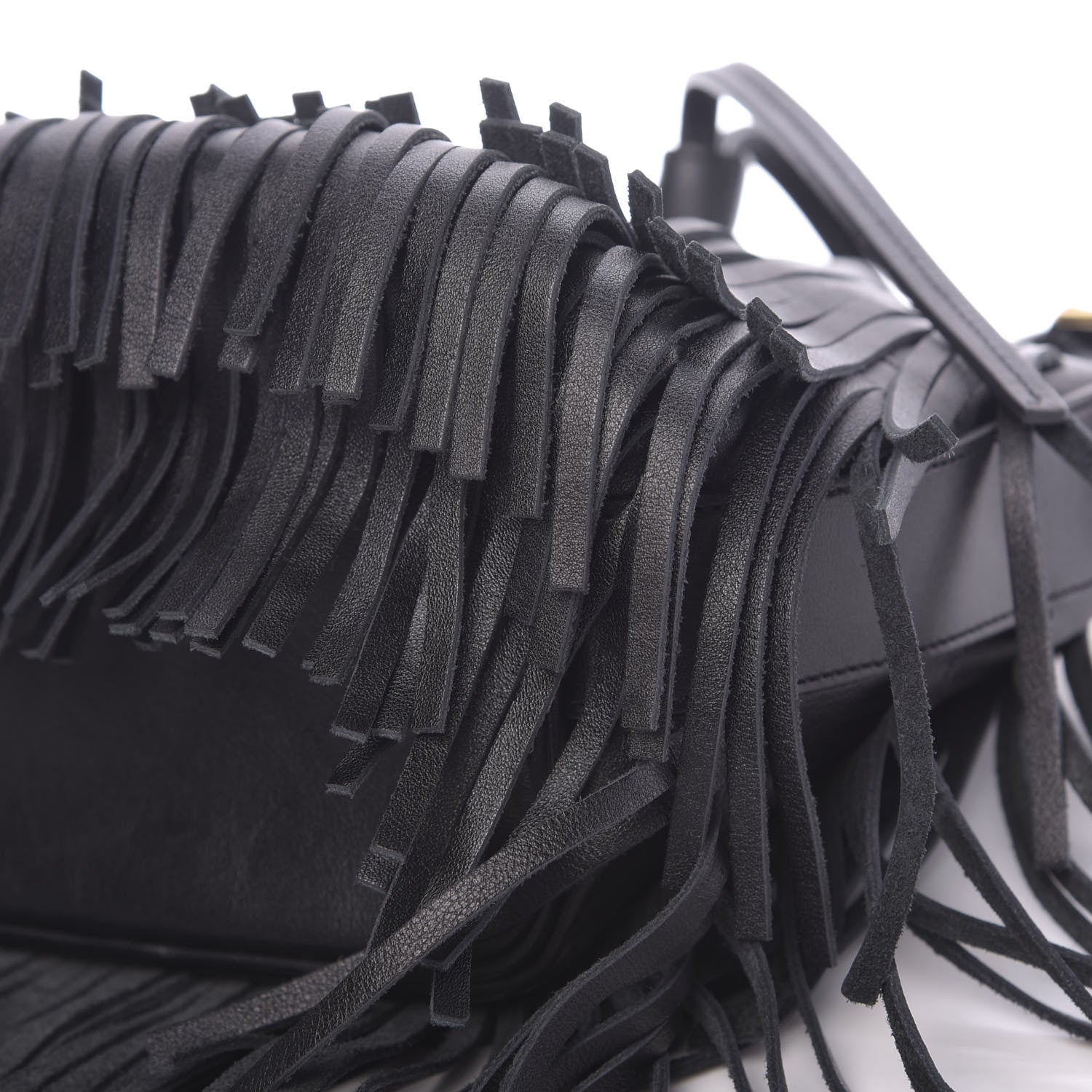 Saint Laurent Calfskin Small Emmanuelle Fringe Hobo Bag Black 8 of 9
