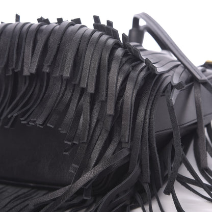 Saint Laurent Calfskin Small Emmanuelle Fringe Hobo Bag Black 8 of 9