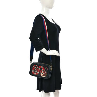 Gucci Grained Calfskin Sylvie Web Kingsnake Small Camera Bag Black Multicolor 2 of 9