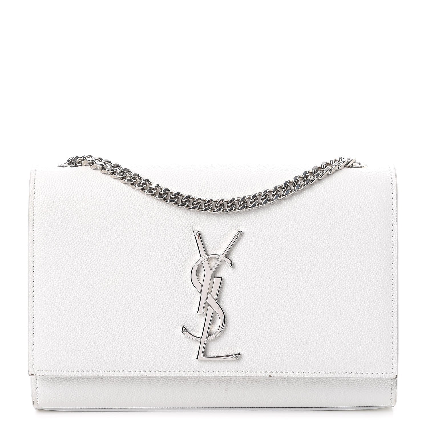 Saint Laurent Grain De Poudre Small Monogram Kate Satchel Optical White 1 of 11
