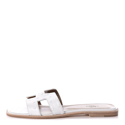 Hermes Ostrich Oran Sandals 39 White 1 of 7