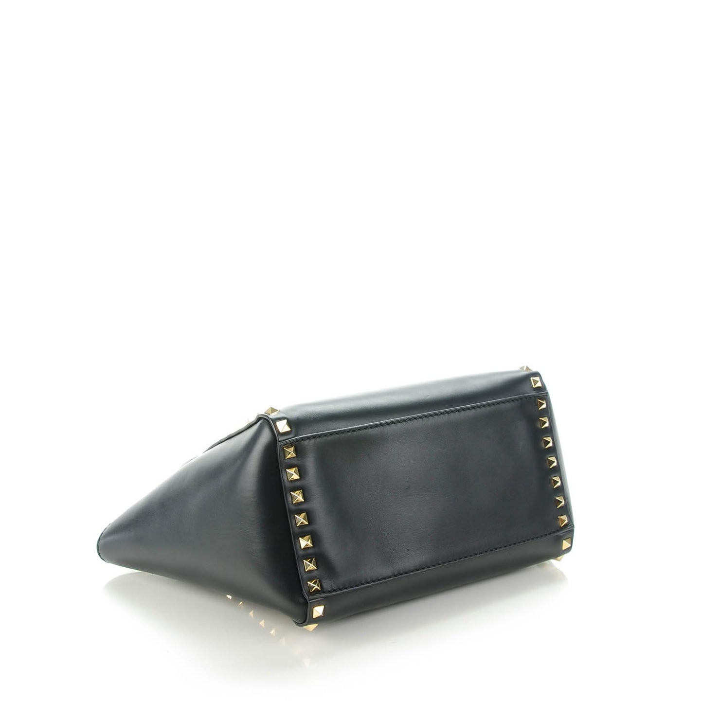 Vitello Small Rockstud Double Handle Tote Black