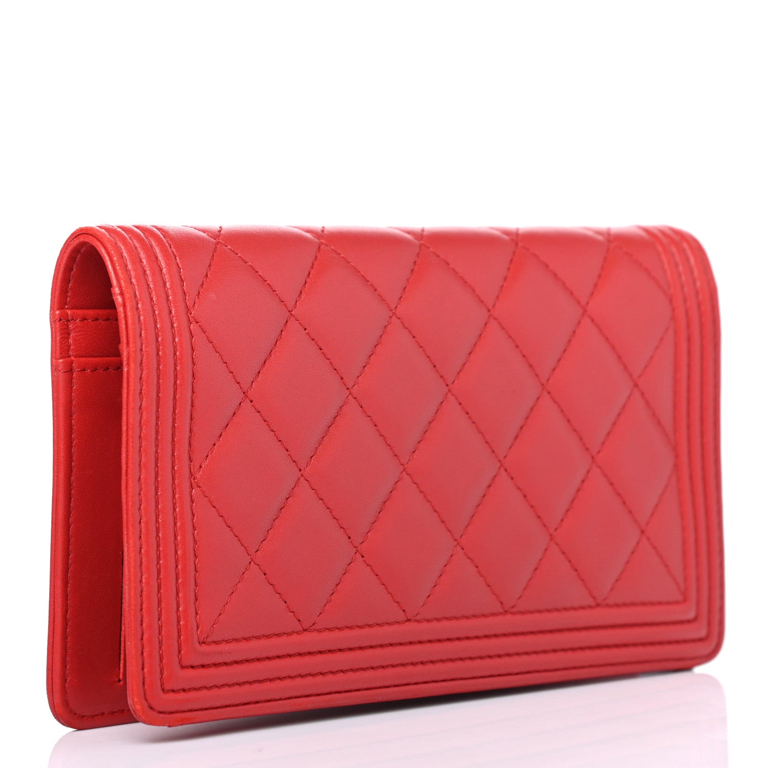 Chanel Lambskin Quilted Boy Yen Wallet Red 2 of 4