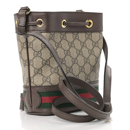 Gucci GG Supreme Monogram Web Mini Ophidia Bucket Bag Brown 3 of 11