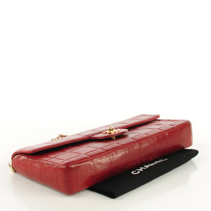 Chanel Lambskin Quilted East West Chocolate Bar Flap Red 4 of 9