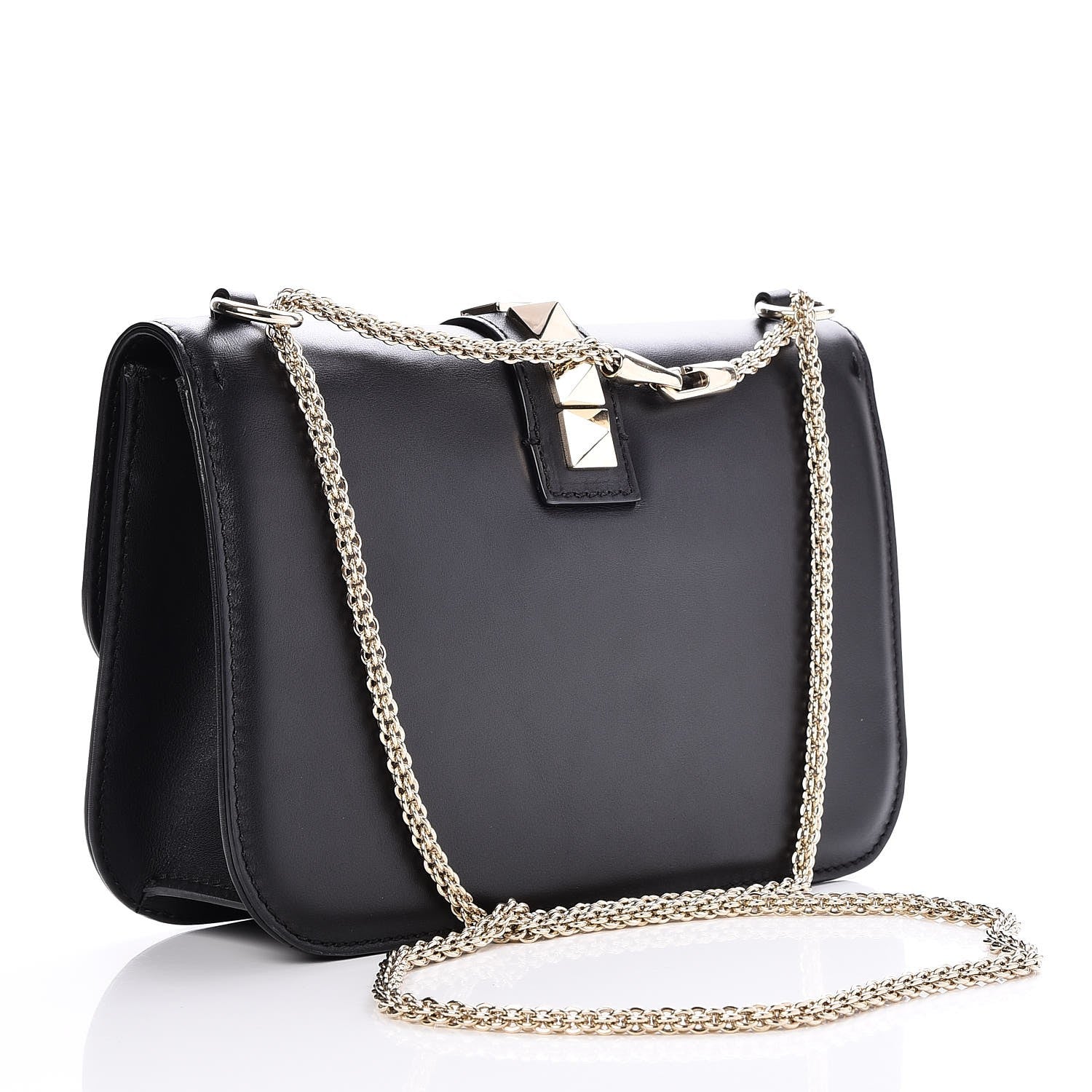 Valentino Garavani Vitello Medium Glam Lock Rockstud Flap Black 4 of 8