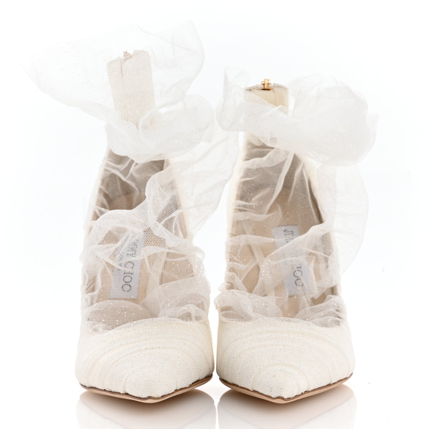 Satin Tulle Lavish 100 Pumps 38 White Silver