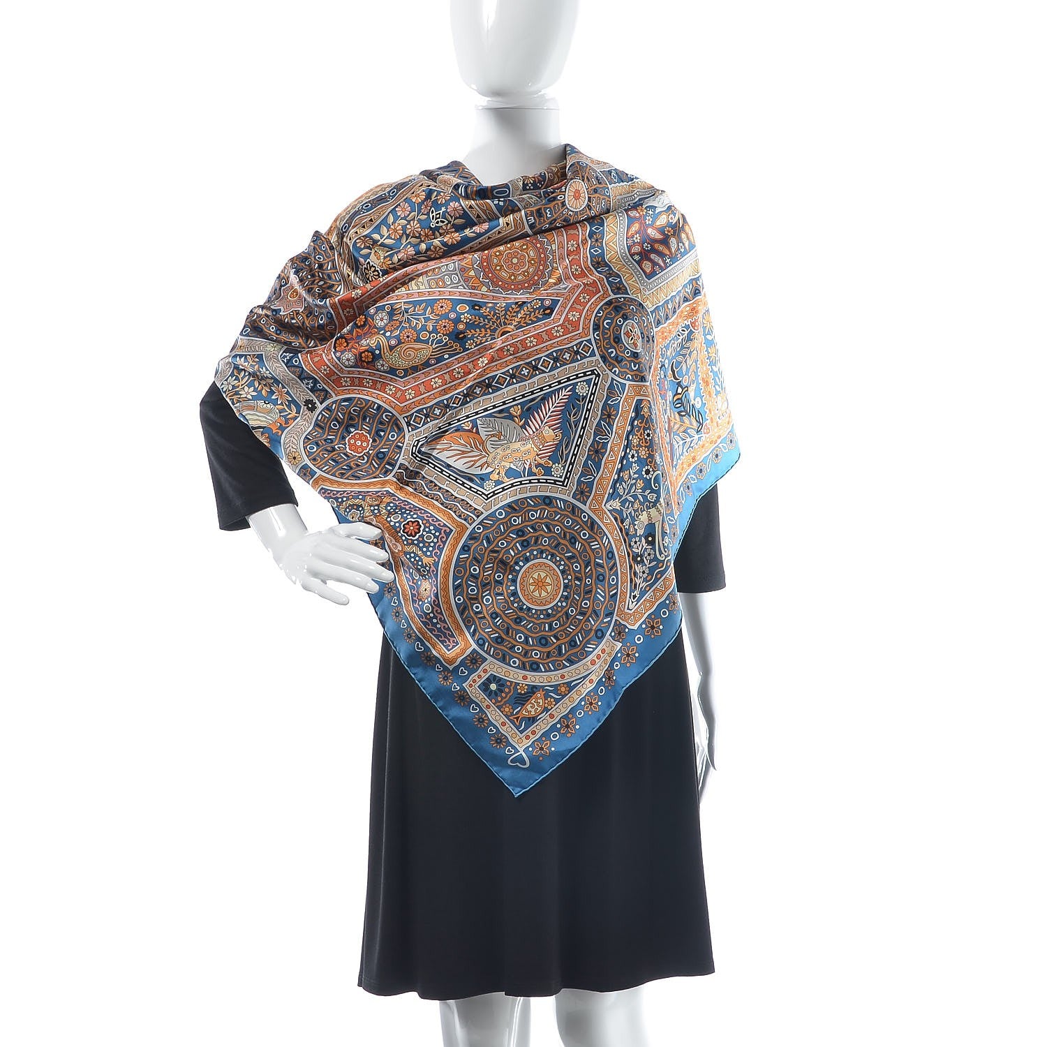 Hermes Silk Les Chemins Secrets Scarf 140 Petrole Beige Marine 2 of 6
