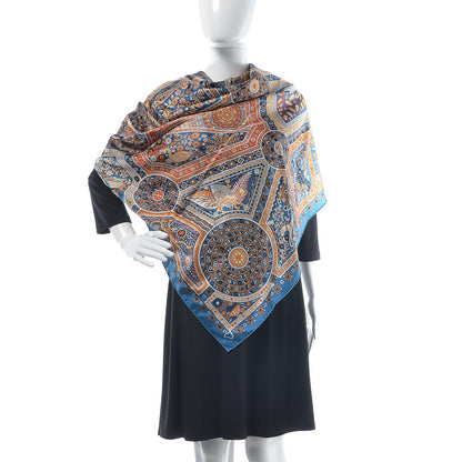 Hermes Silk Les Chemins Secrets Scarf 140 Petrole Beige Marine 2 of 6