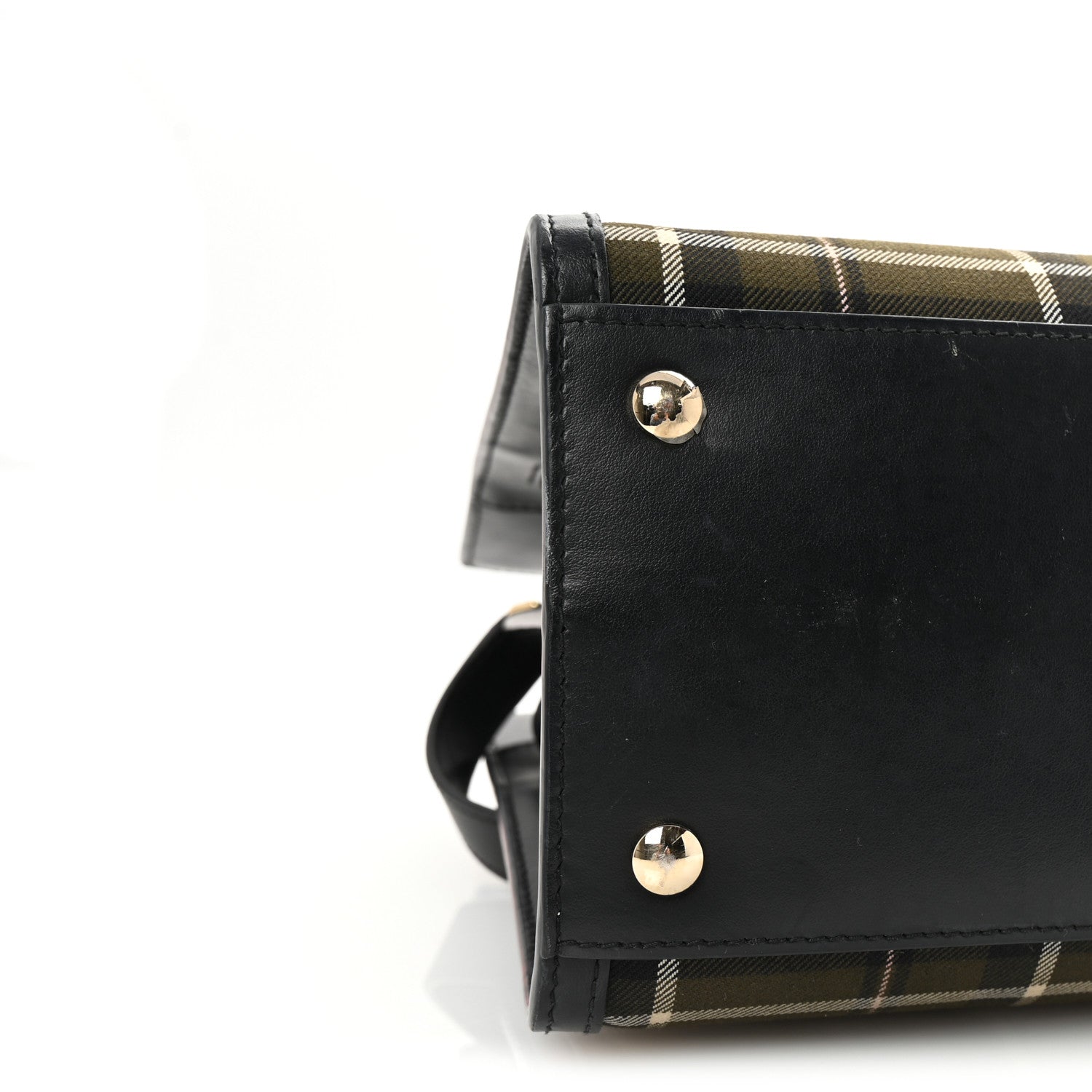 Burberry Wool Tartan Two Handle Title Bag Dark Green 8 of 9