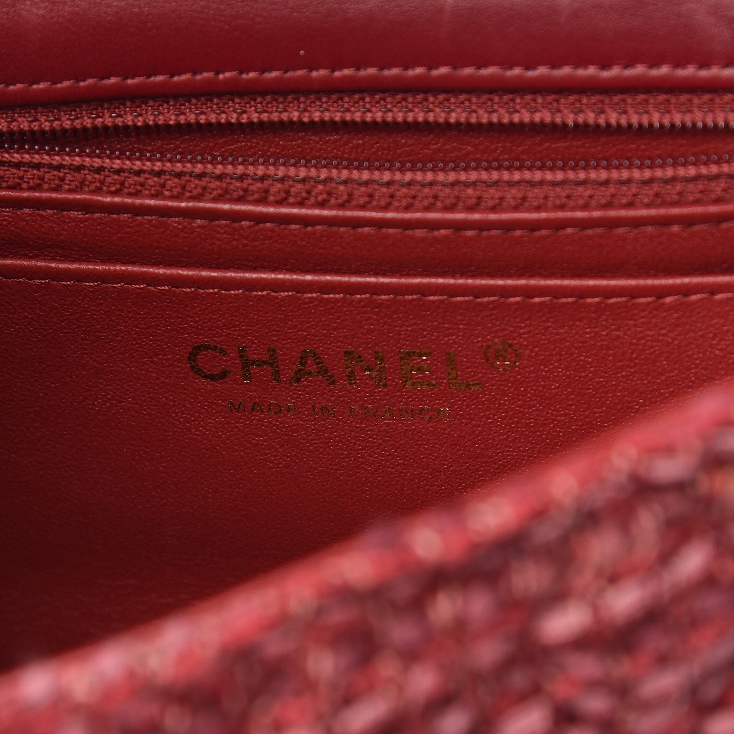 Chanel Tweed Braid Mini Flap Dark Pink 8 of 11