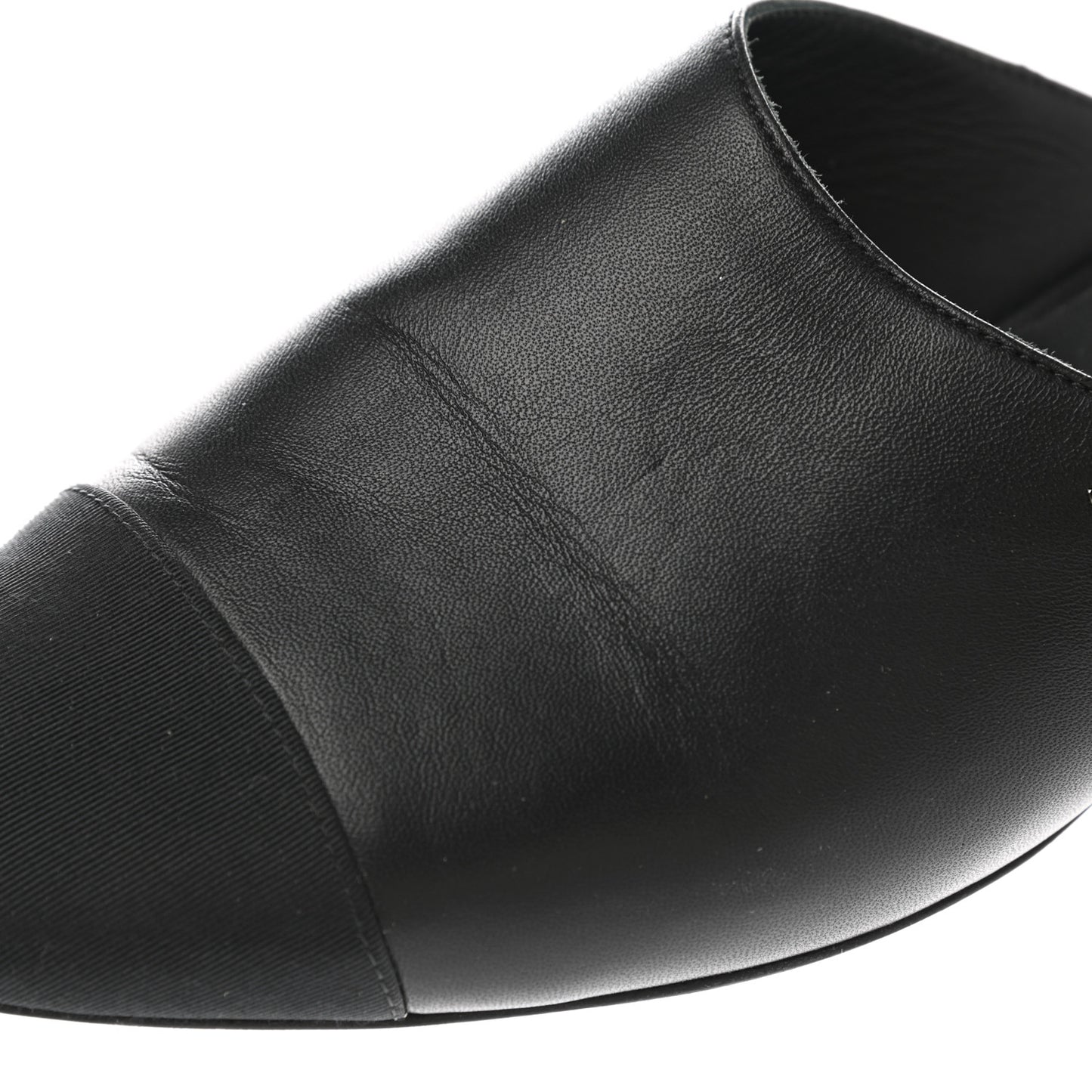 Lambskin Grosgrain Cap Toe CC Mules 39.5 Black