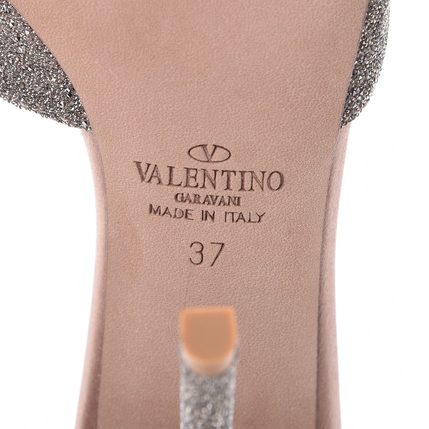 Glitter Calfskin Ankle Strap Pumps 37 Poudre Gold