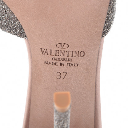 Valentino Garavani Glitter Calfskin Ankle Strap Pumps 37 Poudre Gold 6 of 9