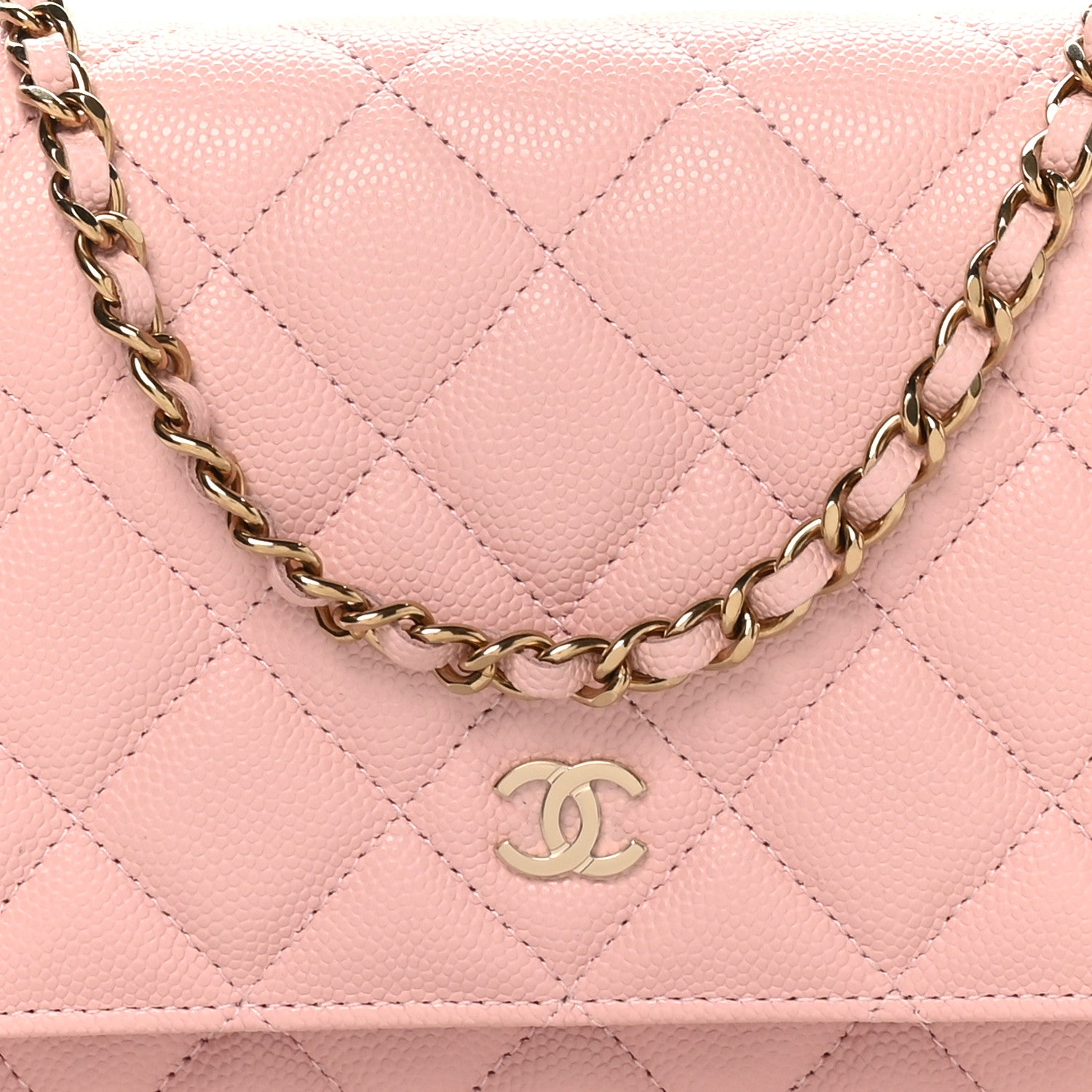Chanel Caviar Quilted Wallet on Chain WOC Light Pink 8 of 11